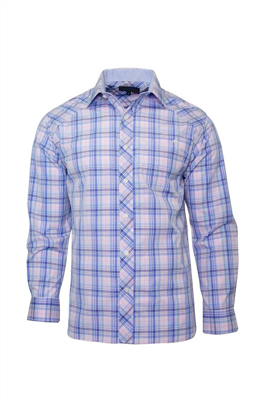 NEW HOOK & TACKLE men's andover button down shirt in pink/blue